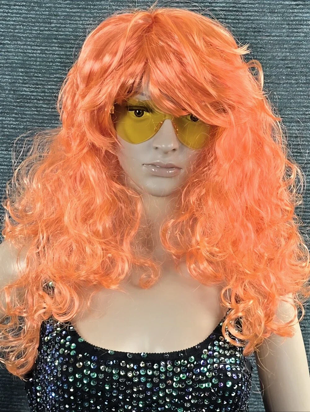 Orange Long Curly Costume Wig